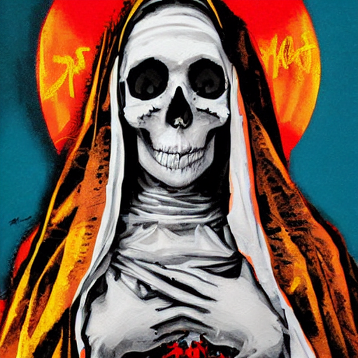 prompthunt: painting of the virgin mary skull face by greg
