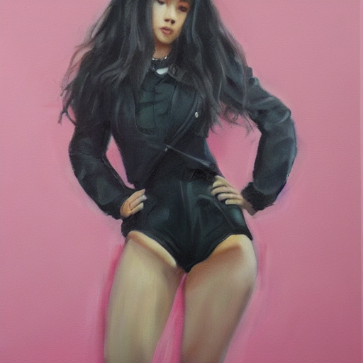 prompthunt: jennie black pink, full body portrait, realistic painting,  trending in artstation, artstationHD, artstationHQ, highly detailed, 4k