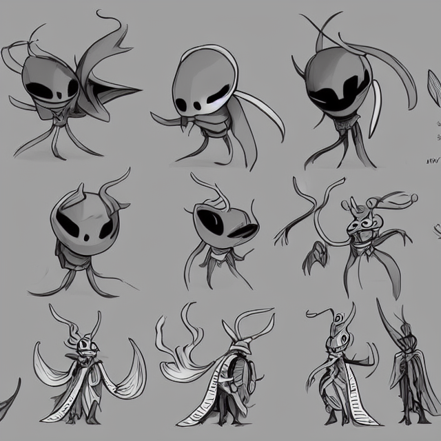 prompthunt hollow knight character design by ari gibson