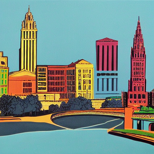 prompthunt a beautiful painting of Columbus Ohio by Andy warhol