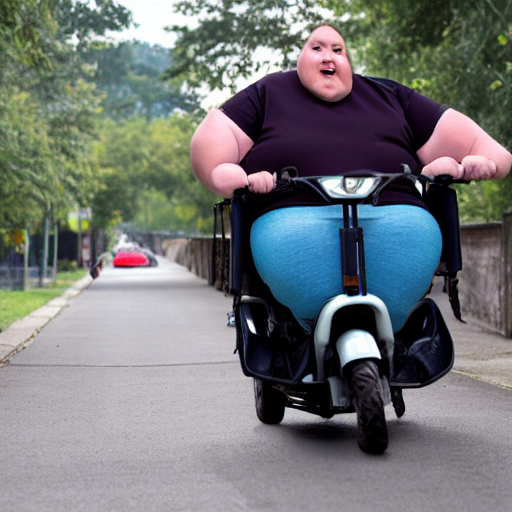 prompthunt: incredibly morbidly obese american with severe diabetes riding a ride on - scooter