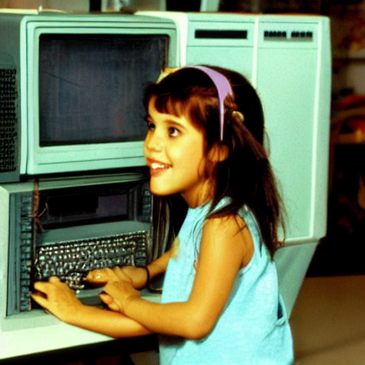 prompthunt: Punky Brewster programming a 1980s desktop computer
