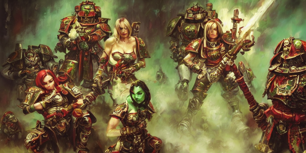 prompthunt warhammer 40k battle sisters in a jade palace. by Daniel F