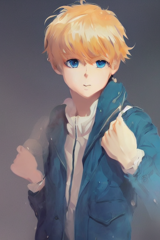 Anime Boy With Yellow Hair And Blue Eyes