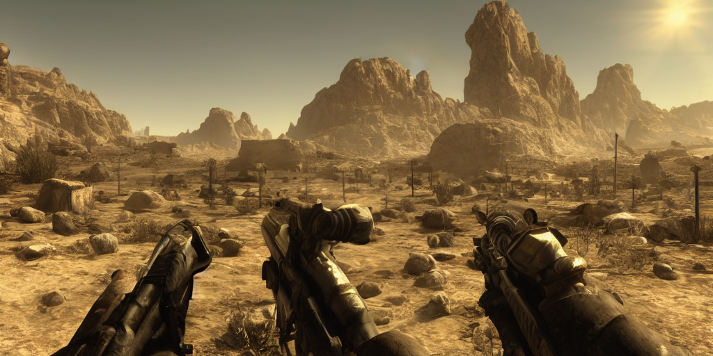 prompthunt fallout new vegas remake hd 4 k 6 0 fps volumetric lighting