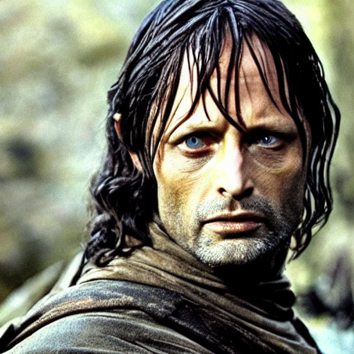 prompthunt: mads mikkelsen as aragorn in lord of the rings