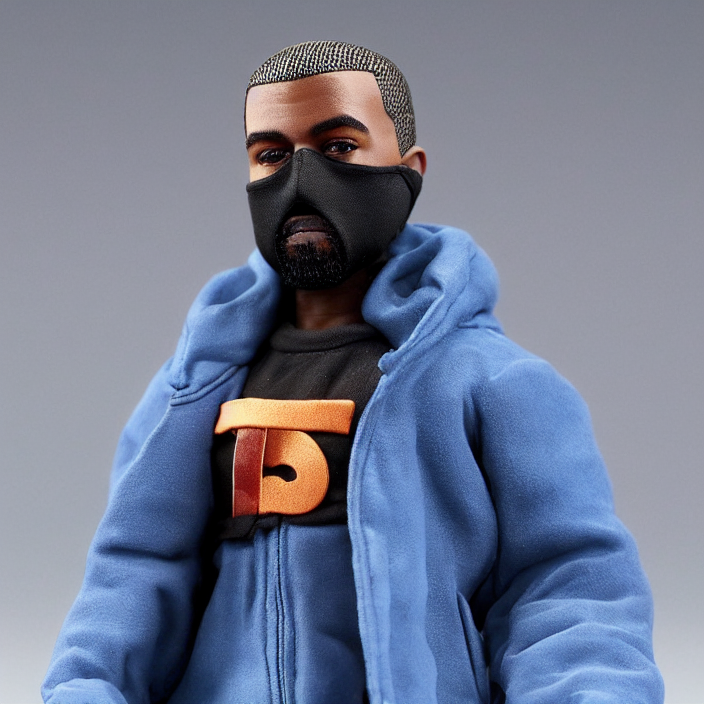 prompthunt: a action figure of kanye west using full face