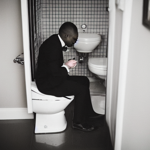 prompthunt: Dolan Duck in a suit getting married over webcam while pooping  in American toilet