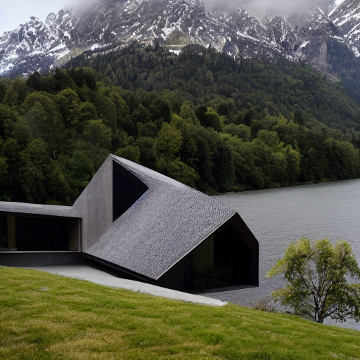 prompthunt: a house by the river designed by peter zumthor