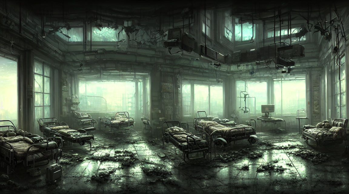 prompthunt: post apocalyptic room interior, hospital interior, human ...