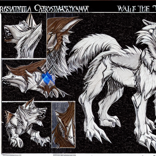 prompthunt castlevania symphony of the night model sheet of a warg, wolf