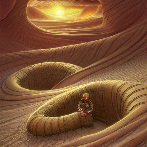 prompthunt: the great sand worms of dune, art by Donato Giancola