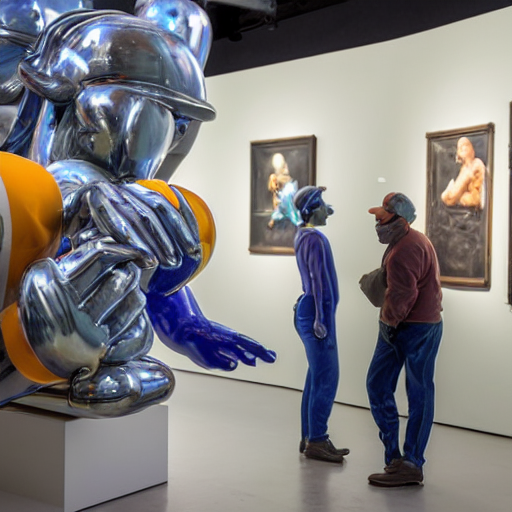 prompthunt: a sculpture by jeff koons representing a factory worker in a  museum, studio lighting, museum