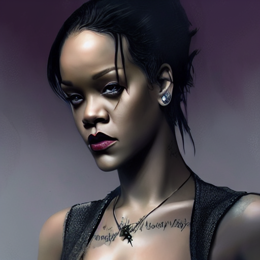 Rihanna as Vampire, trending on artstation, ultra detailed, 8k, character illustration by Greg Rutkowski, Thomas Kinkade.