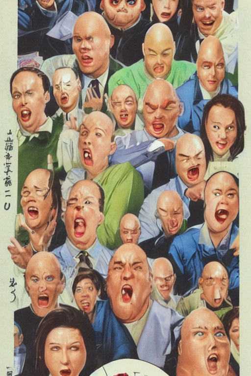 prompthunt coneheads, japanese vhs cover art, detailed facial expressions