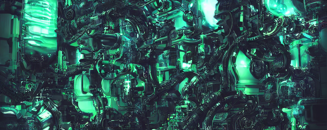 Forføre dagbog Kontinent prompthunt: Portrait of a cyberpunk sci-fi VR holoreel machine engine,  third person, D&D, sci-fi fantasy, cogs tubes tanks pistons pulleys,  monitor screen, intricate, green black ebony, highly detailed, art by Range  Murata,