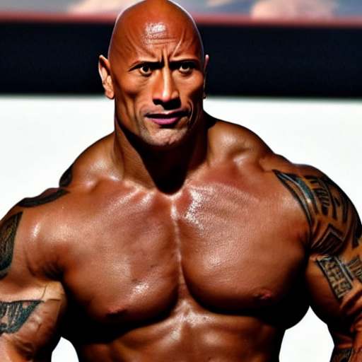 prompthunt: Dwayne Johnson is looking intensely at the camera with