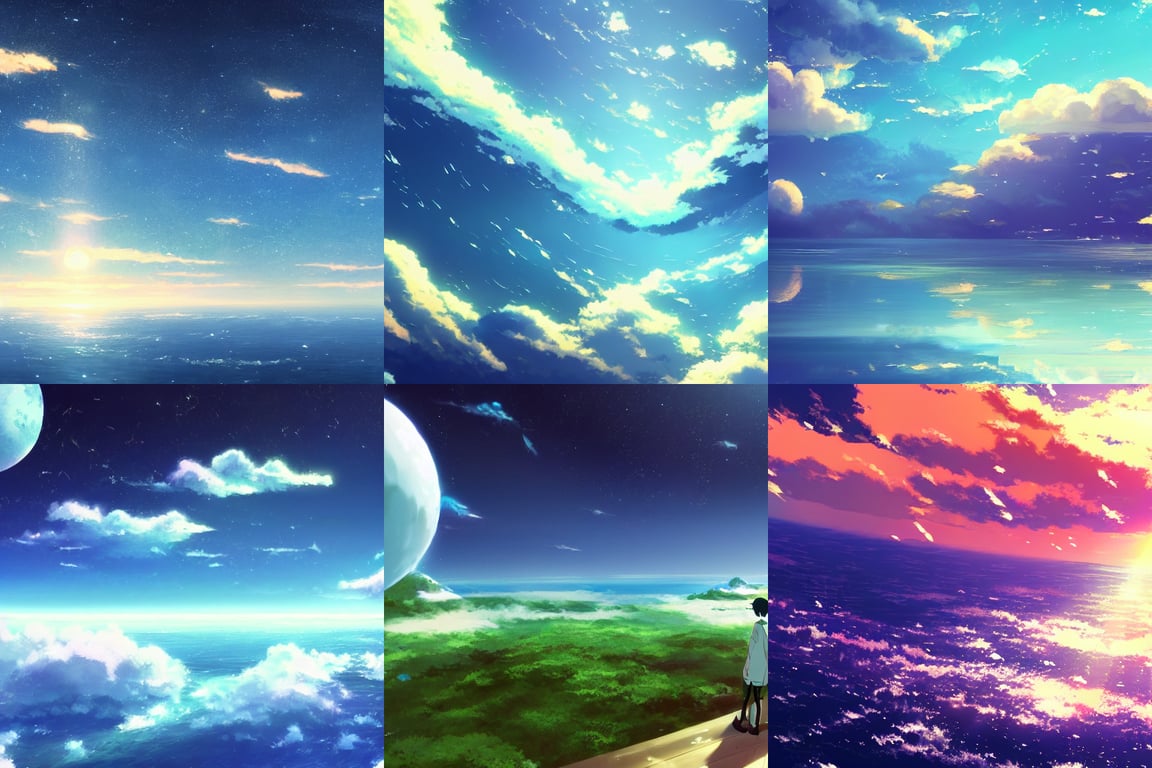 prompthunt island floating in space artwork by makoto shinkai