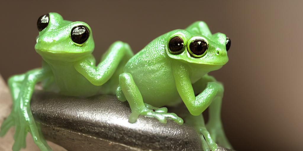 prompthunt: Cute glass frog on a student's table in front of a