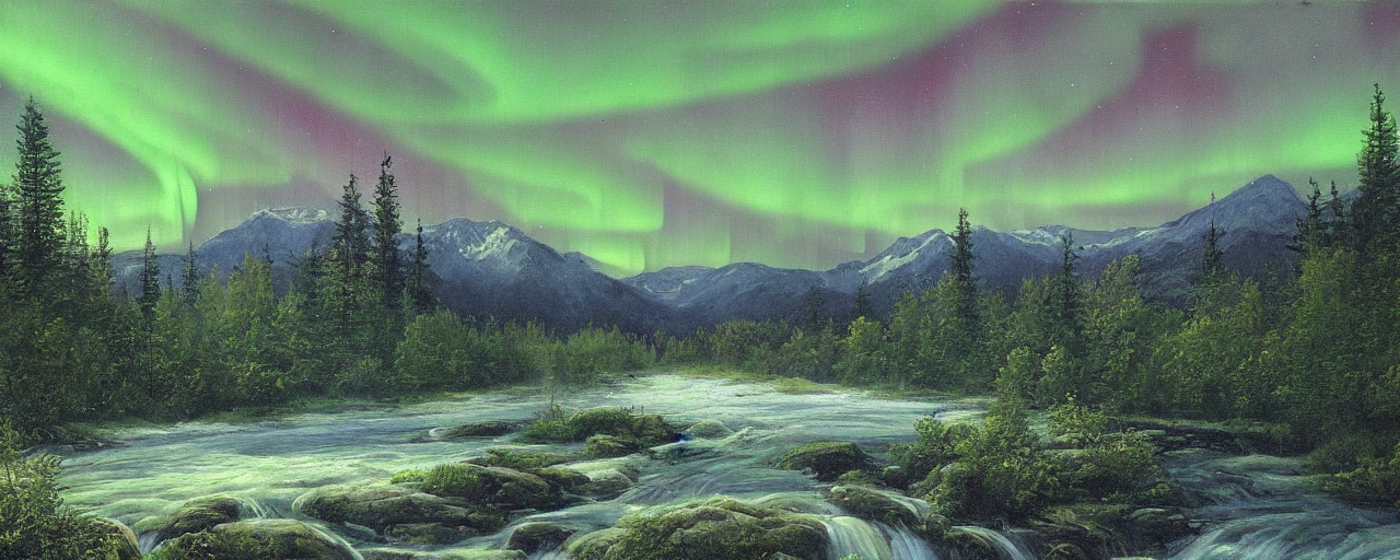 Beautiful Forest With River At Night