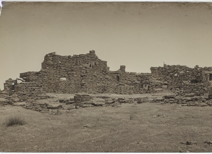 prompthunt: antique photo of sprawling hopi pueblo ruins, albumen silver  print, Smithsonian American Art Museum.