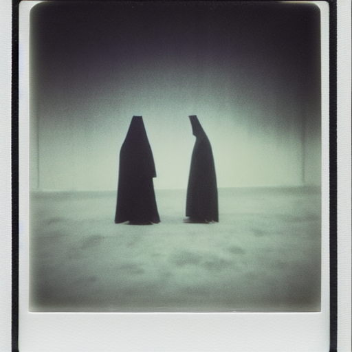 prompthunt: polaroid of faceless dark cloaked Nazgûl by Tarkovsky