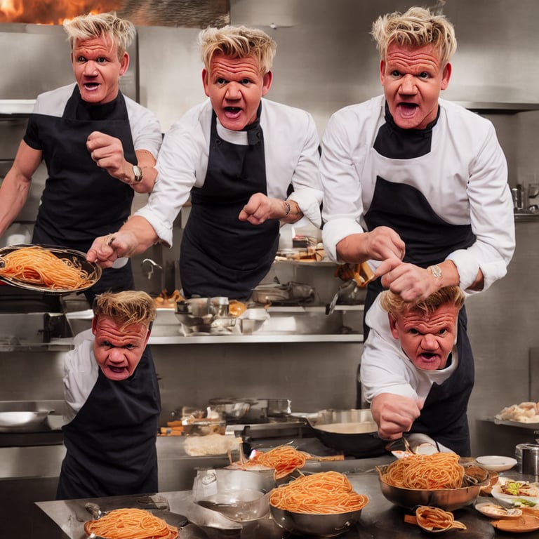 prompthunt: Gordon Ramsay frying minions on a pan