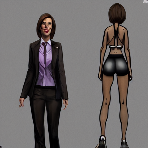 female saul goodman with slender body type, concept