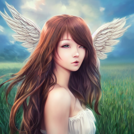 anime angel with brown hair