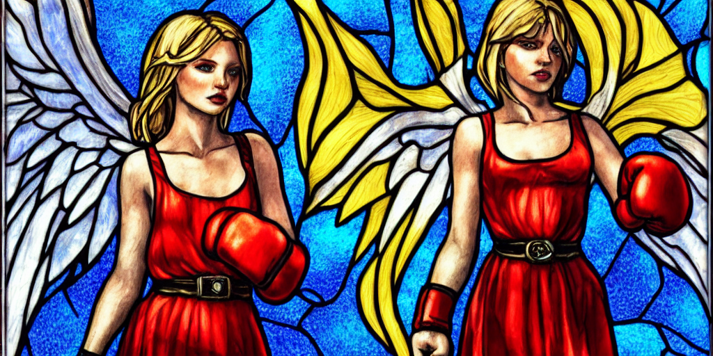 prompthunt: an angel with boxing gloves, magic the gathering art