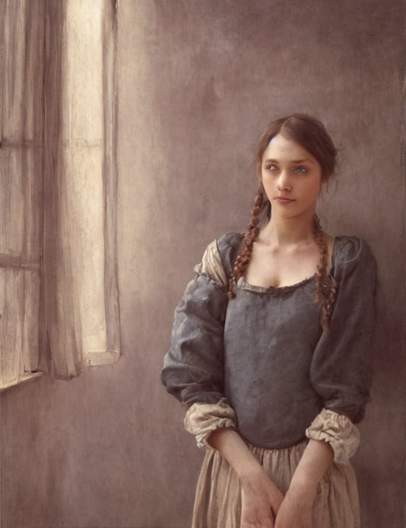 prompthunt: tempting peasant girl with deep décolleté, portrait , Cinematic  focus, Polaroid photo, vintage, neutral colors, soft lights, foggy, by  Steve Hanks, by Serov Valentin, by lisa yuskavage, by Andrei Tarkovsky, by