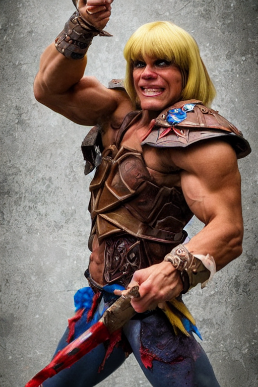 prompthunt: realistic he - man cosplay, holding the power of grayskull,  award winning photo, hd, high detailed