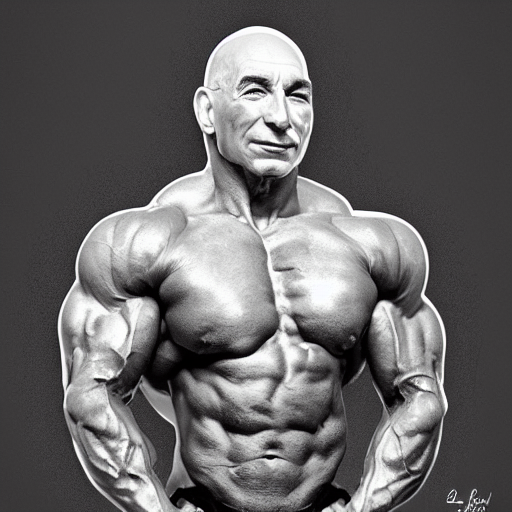 prompthunt: digital painting of bodybuilder captain jean - luc picard,  smooth, elegant, sharp focus, highly detailed