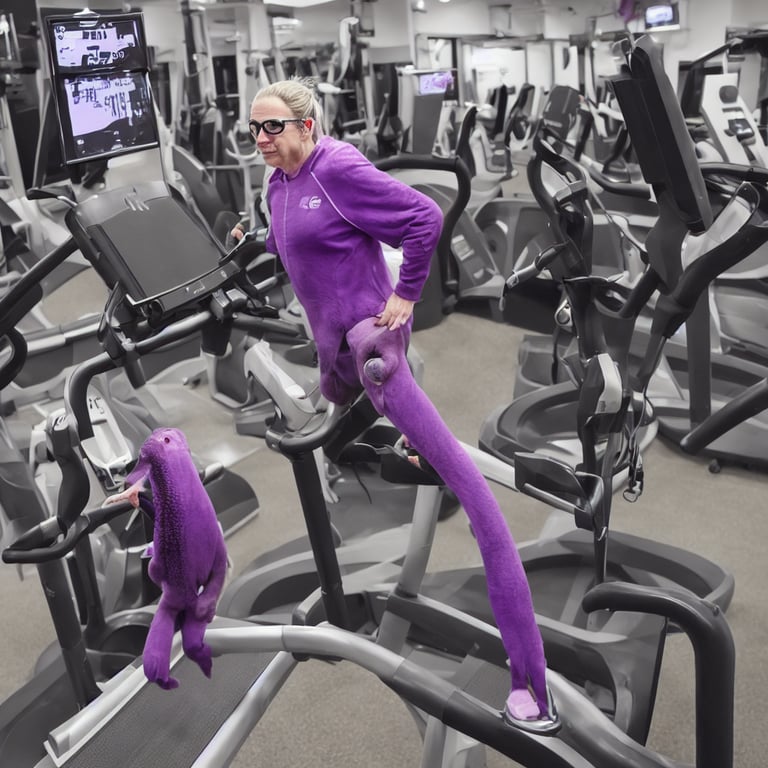 prompthunt a purple anteater with glasses and a sweatband