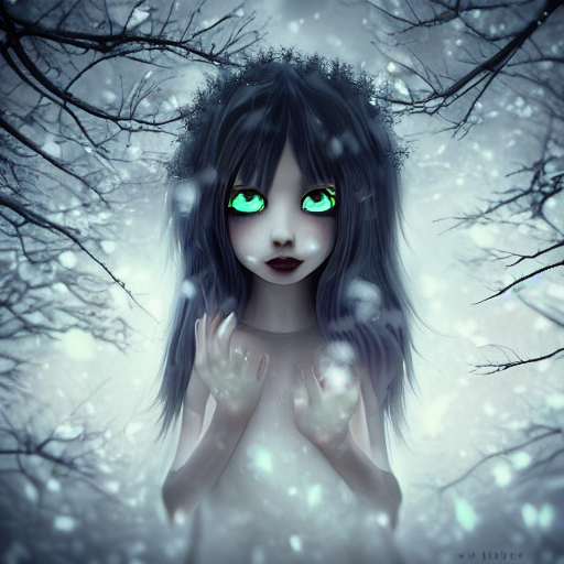 portrait of beautiful darkness witch 3D anime girl,, Stable Diffusion