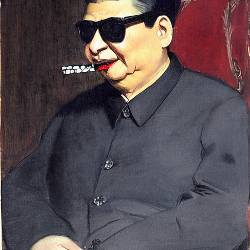 xi jinping wearing sunglasses and holding a cigarette by antonio mancini 1 8 7 4