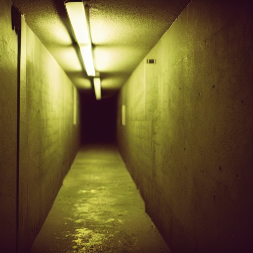 horror facility hald - lit corridor, scp containment, Stable Diffusion
