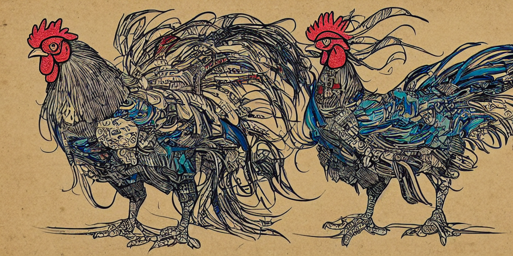 Fighting Rooster Drawing