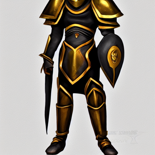 prompthunt: animated armor with a helmet face and a sun emblem on his  chest, wide shot photo, style of magic the gathering, dungeons and dragons,  fantasy, intimidating