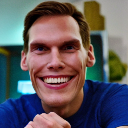 prompthunt: jerma looking at the camera with an abnormally large smile
