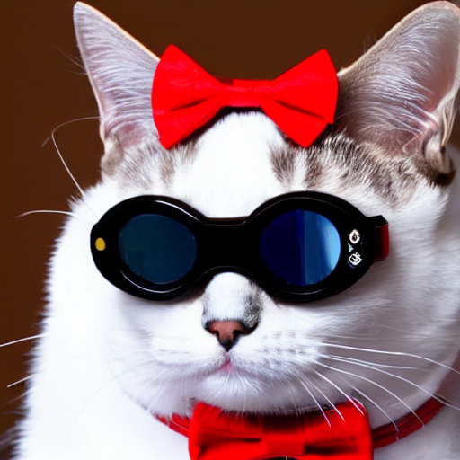 prompthunt sapphire cat wearing black goggles and red bow tie