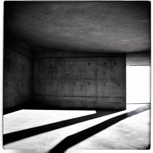 prompthunt: interior of a massive concrete structure, surreal, minimalist  architecture, polaroid, shadows,