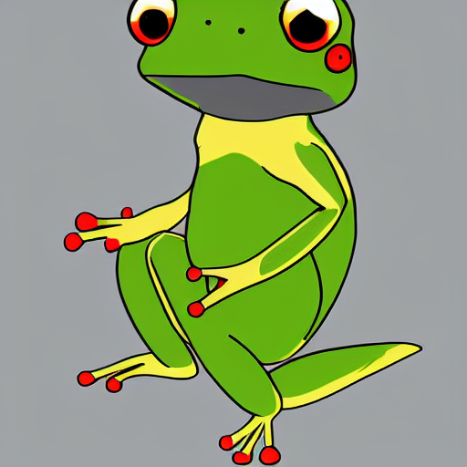 cute anthro anime frog, digital art