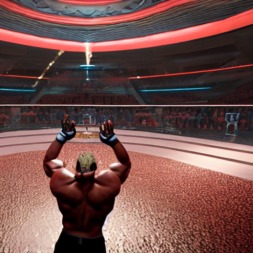 giga chad fighting the rock in a wwe arena, cinematic
