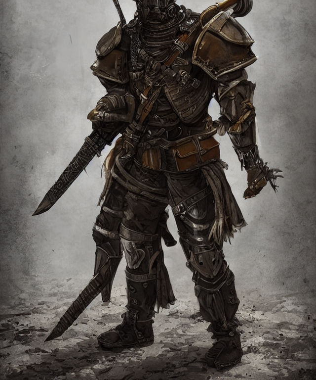 full body character portrait of a post - apocalyptic knight in the style of pathfinder / fallout trending on artstation deviantart pinterest photorealistic hd 8 k highlights and shadow detailed high resolution
