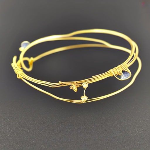 prompthunt: arcaic Primitive Gold Bangle, 14K Gold Wire, Single