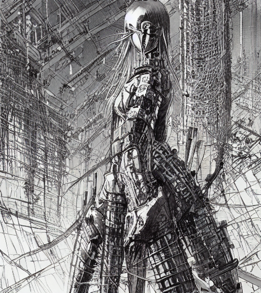 prompthunt colored manga, by tsutomu nihei, tarkovsky, majestic