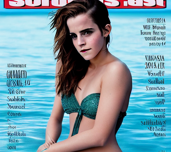 emma watson at aged 20 years old, Cover of sports illustrated swimsuit edition, XF IQ4, 150MP, 50mm, F1.4, ISO 200, 1/160s, natural light