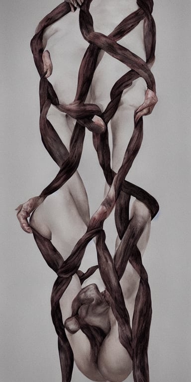 prompthunt: beautiful painted female bodies intertwined, shibari ropes  wrapped around bodies, surrealism, abstract, no face
