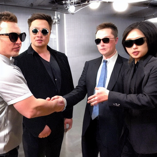 prompthunt: picture of elon musk wearing sunglasses and being mafia boss  meeting yakuza, good lighted photo, sharp details, detailed, hd, hdr